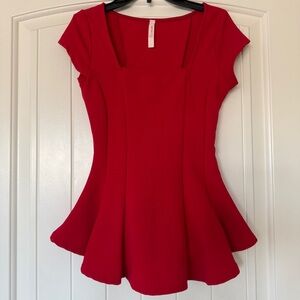 Hot Red Sculpted Peplum Women's Top | Snatched Waist | Date Night | Going Out